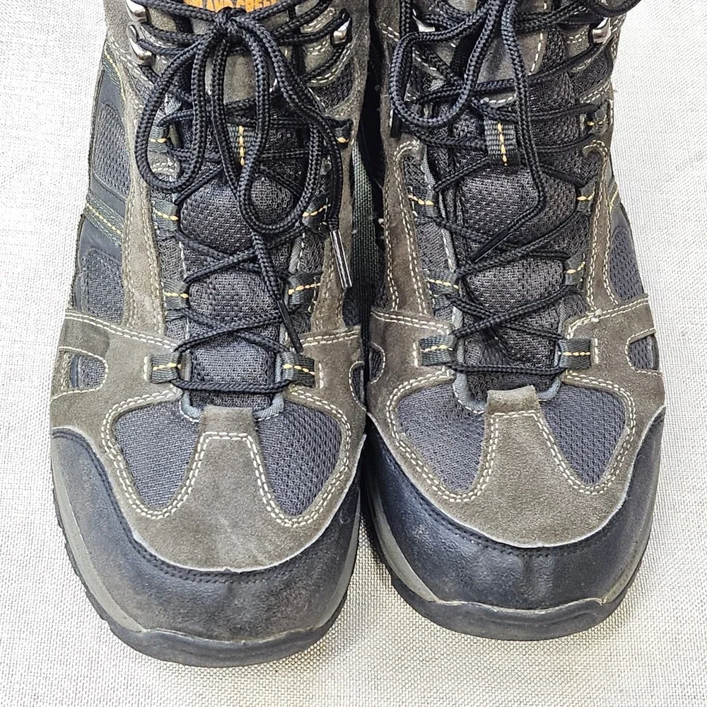 Junction Hiking Boots Mens 11.5 Gray Black Leather Mesh Mid Top Outdoor 341059